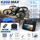 ZNLYRION Mini Drone K200MAX Full Protected  With LCD Screen Remote 180 Electric Adjustable Camera Brushless Motor Optical Flow Hover RGB Colorful Light RC Quadcopter