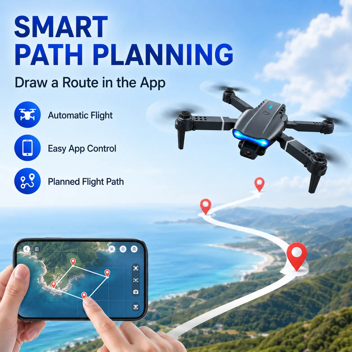 ZNLYRION FPV Drone Dual Camera Optical Flow Hover Foldable RC Quadcopter APP Path Flight Beginner Drone Toy