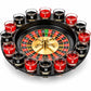 16 Shot Glass Roulette Drinking Game Set, Black Spinning Roulette Wheel Party Game with Numbered Glass Cups, Fun Tabletop Game for Game Night, Bar, Birthday, Holiday Party & Adult Gift