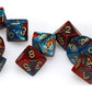 Chessex Manufacturing Chx26262 Red & Teal Gemini No7 Gold Numbers D10 Dice - Set Of 10
