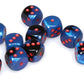 Chessex Manufacturing Chx26658 16 Mm Black Starlight Cube Gemini D6 Dice  Red Pips - Pack Of 12