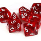 Chessex Manufacturing Chx23074 Red Translucent Dice With White Numbers - Set Of 7