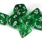 Chessex Manufacturing Chx23075 Green Translucent Dice With White Numbers - Set Of 7