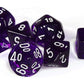 chessex Manufacturing cHX23077 Purple Translucent Dice with White Numbers - Set of 7