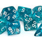 Chessex Manufacturing Chx23085 Teal Translucent Dice With White Numbers - Set Of 7