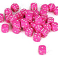 chessex Manufacturing cHX25844 12 mm Pink Opaque D6 Dice with White Pips - Pack of 36