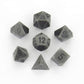 Dark Metal Dice With Black Numbers - Set Of 7