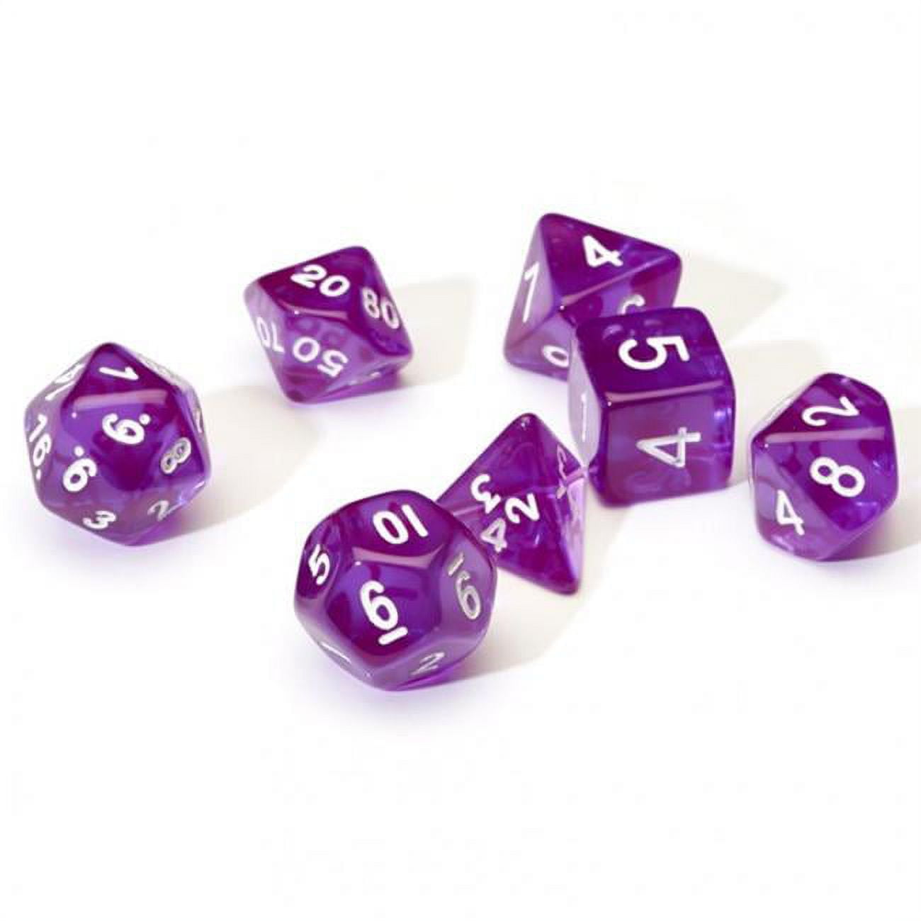 Sirius Dice Sdz000105 7 Piece Transparent Dice Set - Purple & White