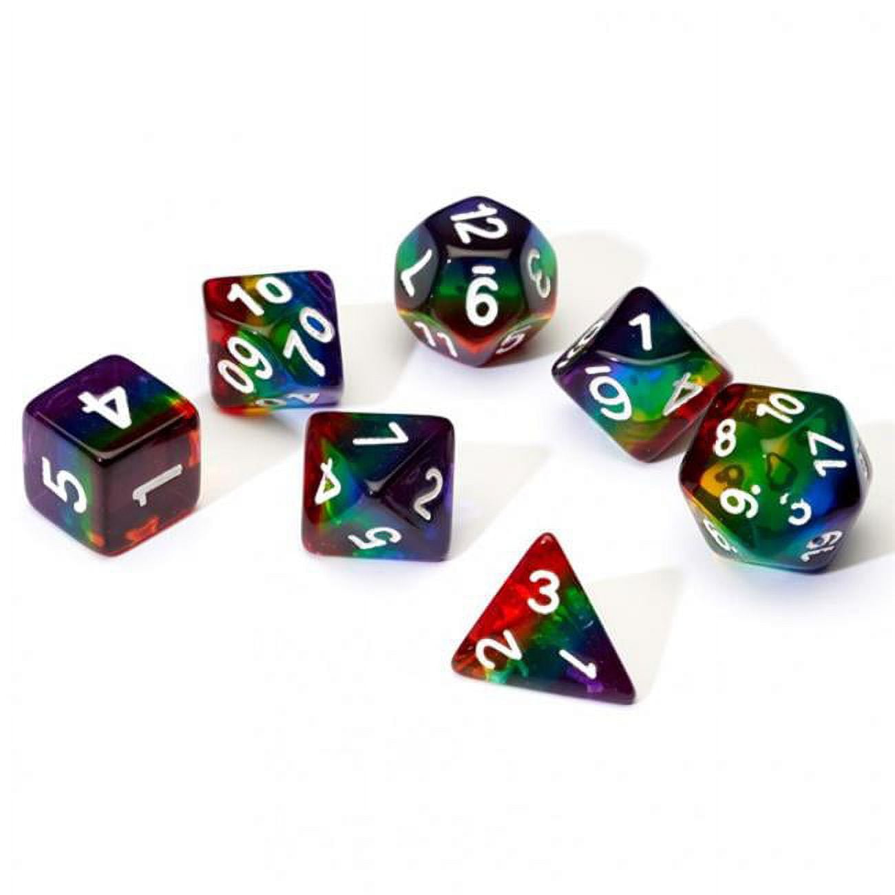Sirius Dice Sdz000110 7 Piece Transparent Rainbow Dice Set - White