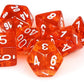 chessex Manufacturing cHX23073 Board game cube - Translucent Orange & White - Set of 7