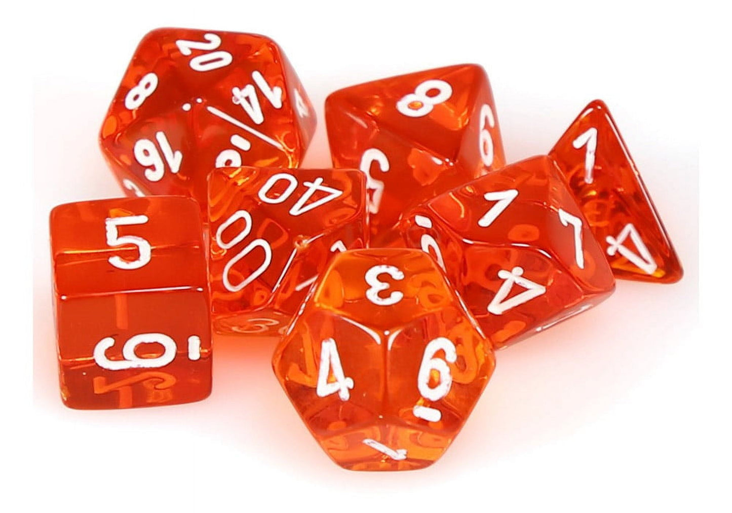 chessex Manufacturing cHX23073 Board game cube - Translucent Orange & White - Set of 7