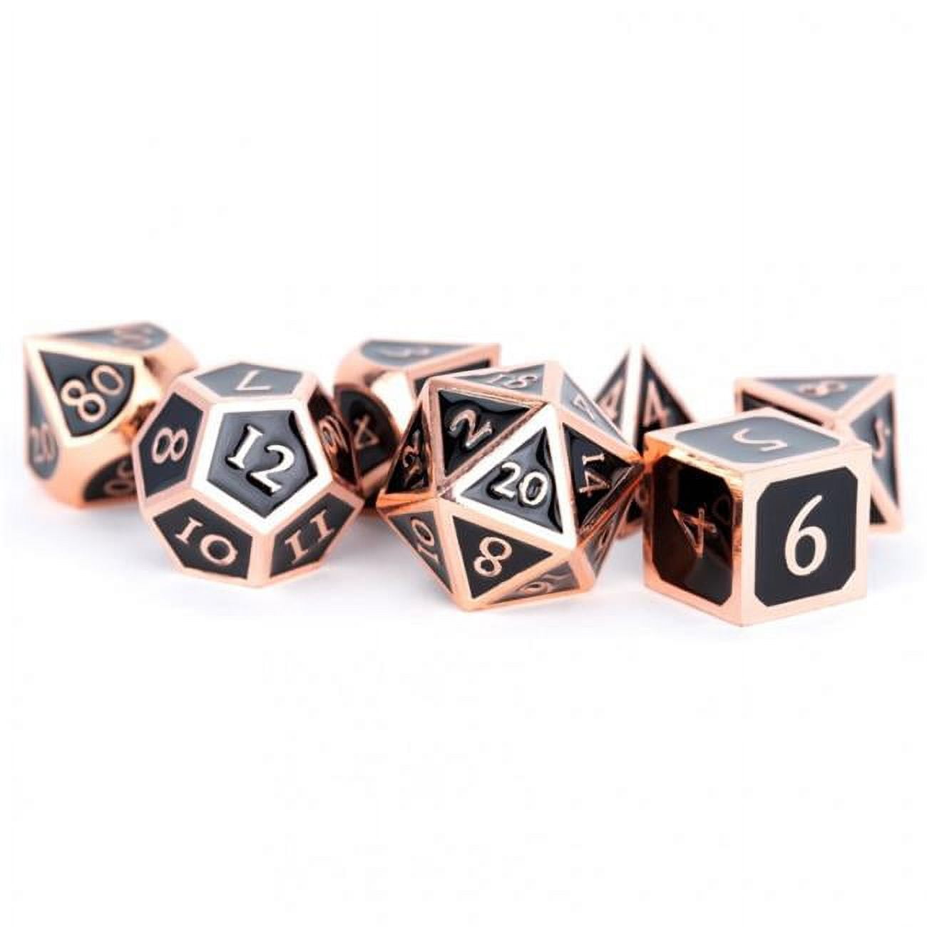 Metallic Dice Games Lic018 16 Mm Metal Enamel&#44 Board Game - Black & Copper - Set Of 7