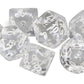 Cube Polyhedral Die&#44 Translucent Clear & White - Set Of 7