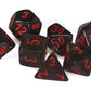cube Polyhedral Die&#44 Translucent Smoke & Red - Set of 7