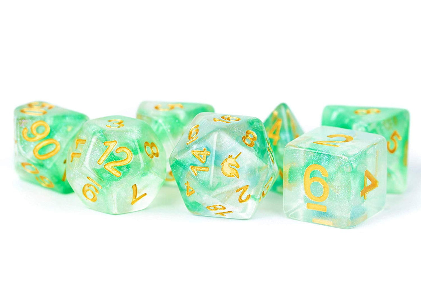 Metallic Dice games LIc709 Unicorn Icy Everglades Dice - Set of 7