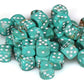 Chessex Manufacturing Chx27803 12 Mm D6 Cube Marble Dice - Oxi-Copper & White, 36 Piece