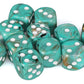 Chessex Manufacturing Chx27603 16 Mm D6 Cube Marble Dice - Oxi-Copper & White, 12 Piece
