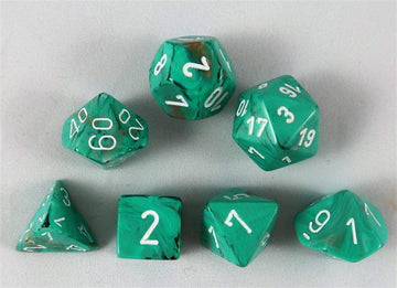 Chessex Manufacturing Chx27403 Marble Oxi-Copper & White Dice - Set Of 7