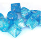 Chessex Manufacturing Chx27366 D10 Clamshell Gnd Luminary Sky & Silver Dice - 10 Piece