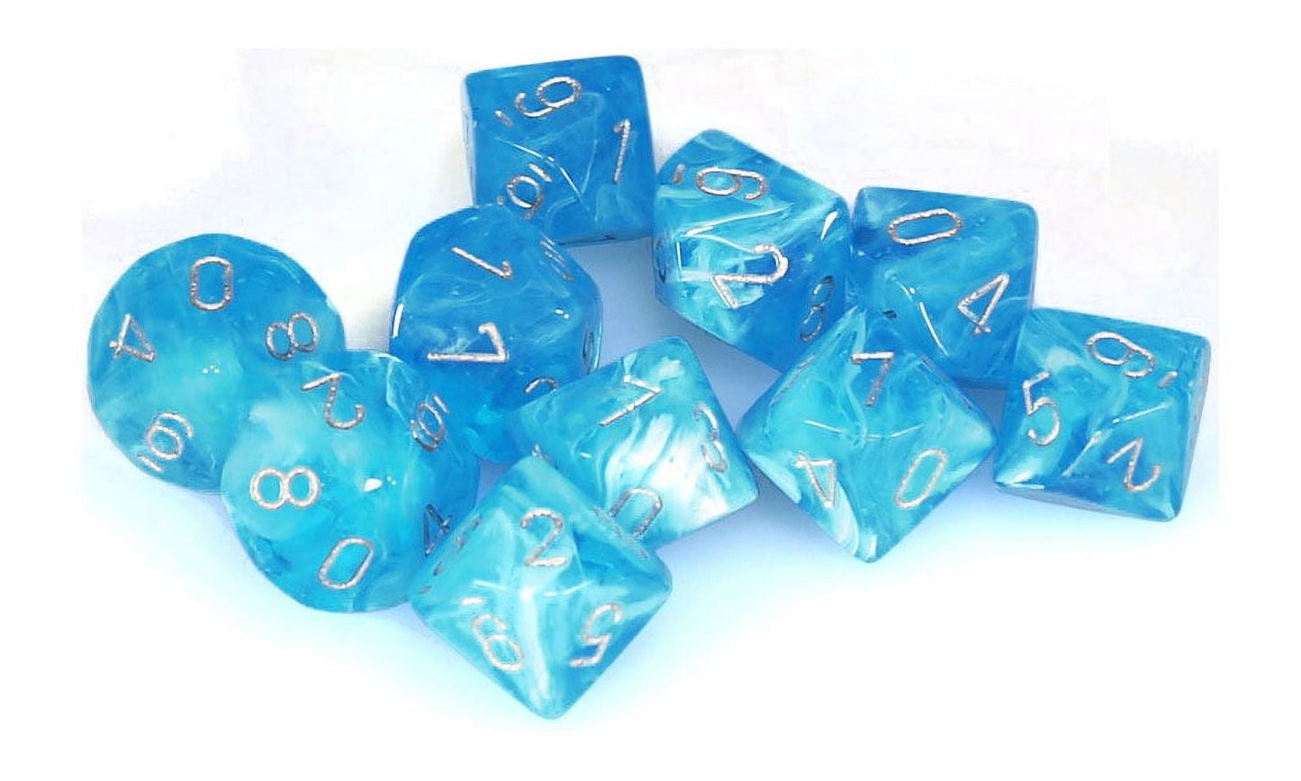 Chessex Manufacturing Chx27366 D10 Clamshell Gnd Luminary Sky & Silver Dice - 10 Piece