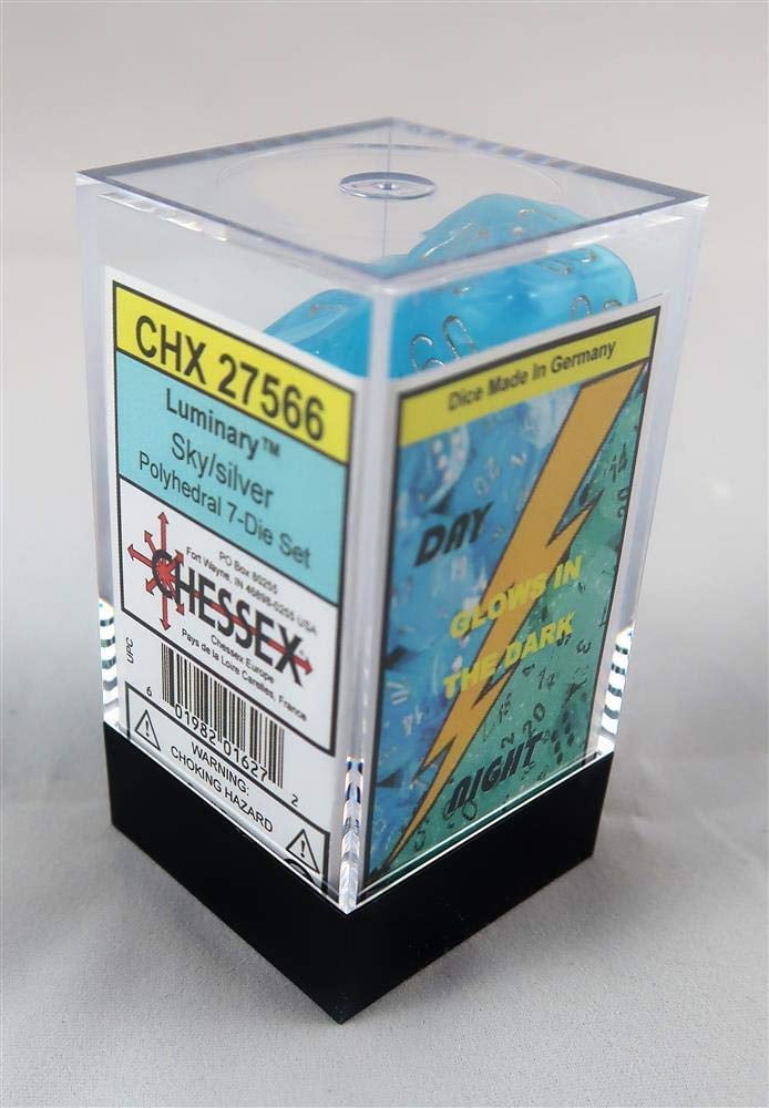 Chessex Manufacturing Chx27566 Gnd Luminary Sky & Silver Dice - Set Of 7