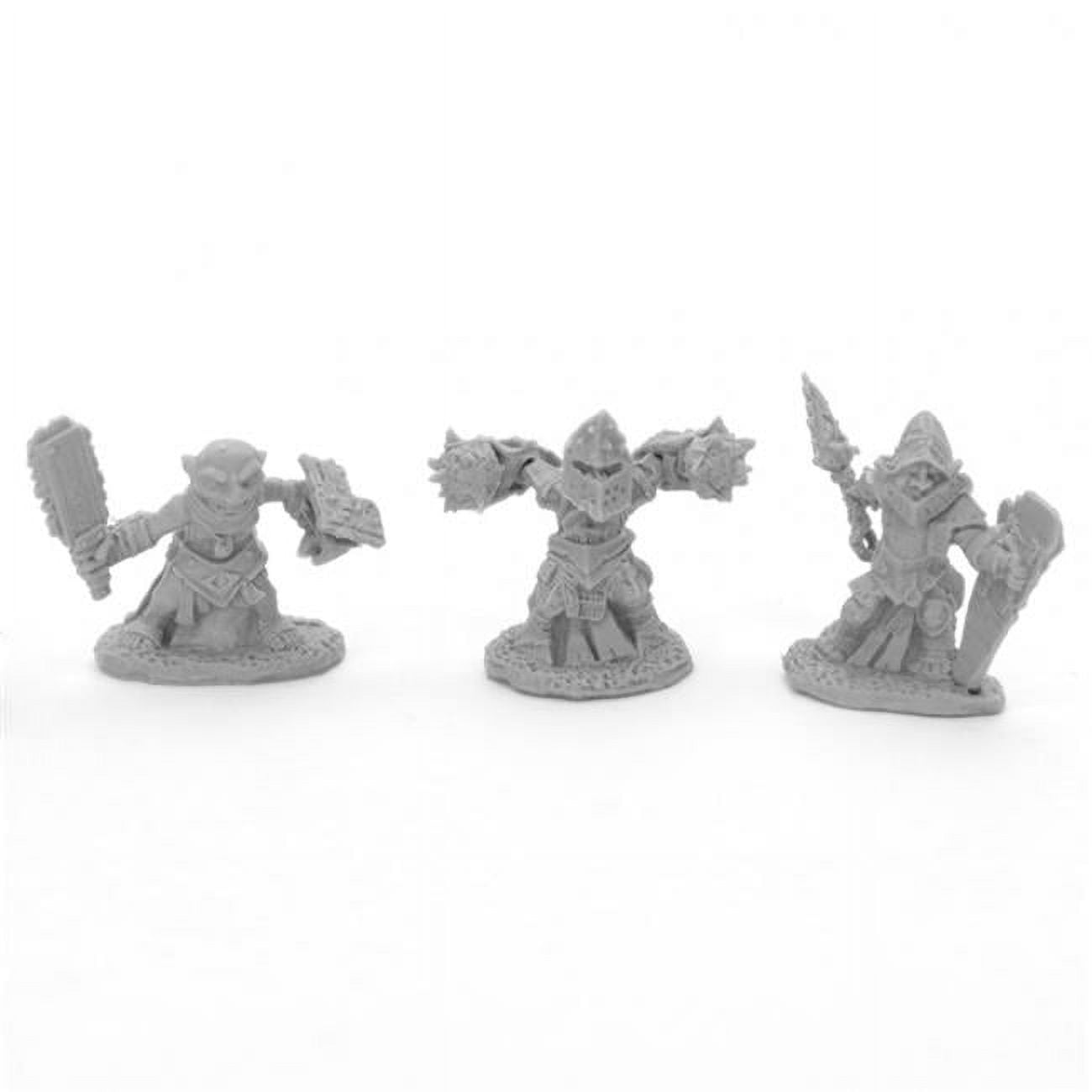 212 Main Bones Bloodstone Gnome Warriors Miniatures, Black - Pack Of 3