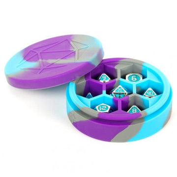 Metallic Dice games LIc924 Silicone Round Dice case - Purple, gray & Light Blue