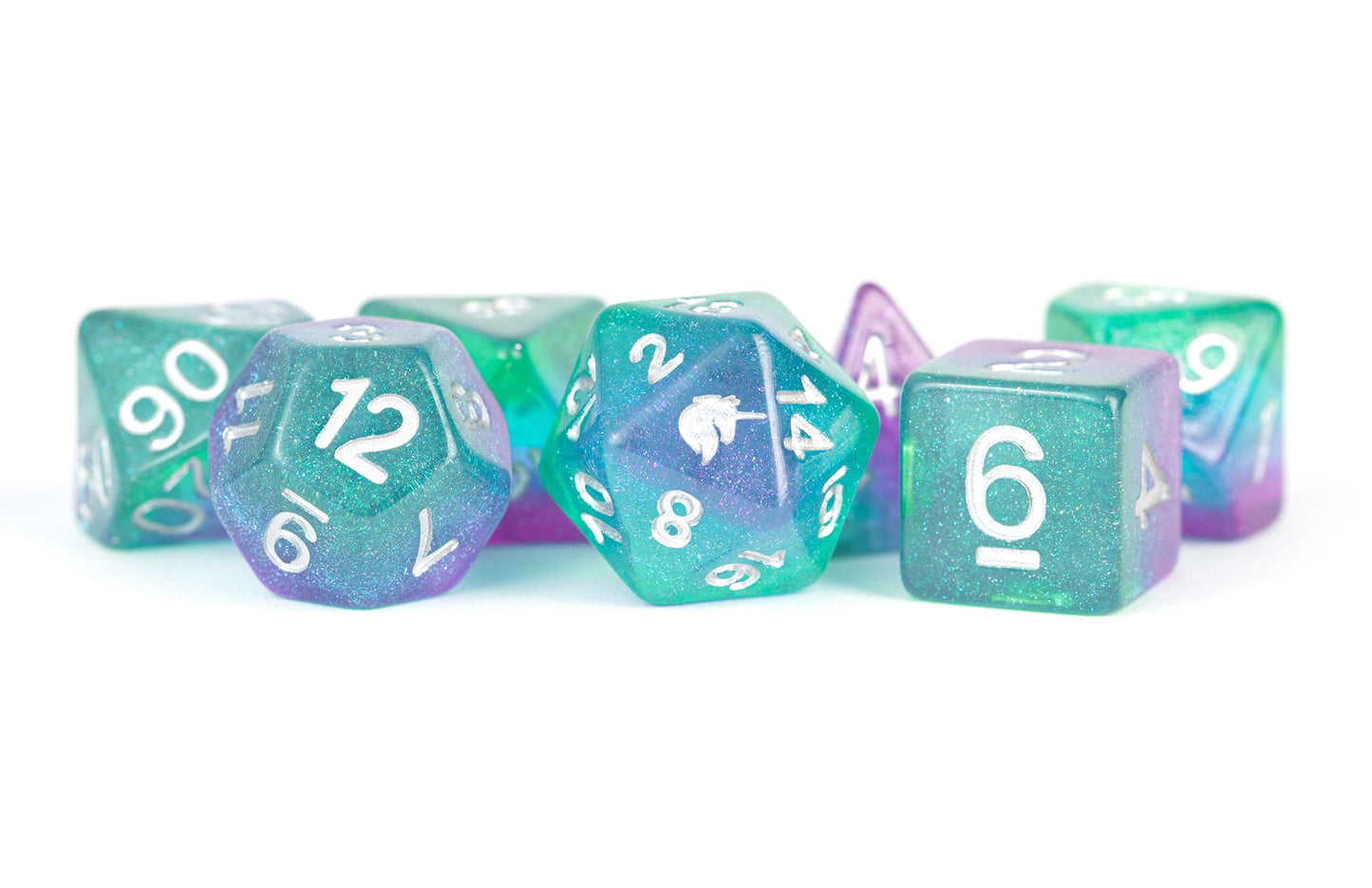 Metallic Dice games LIc712 Unicorn-Aurora Dice - 7 Piece