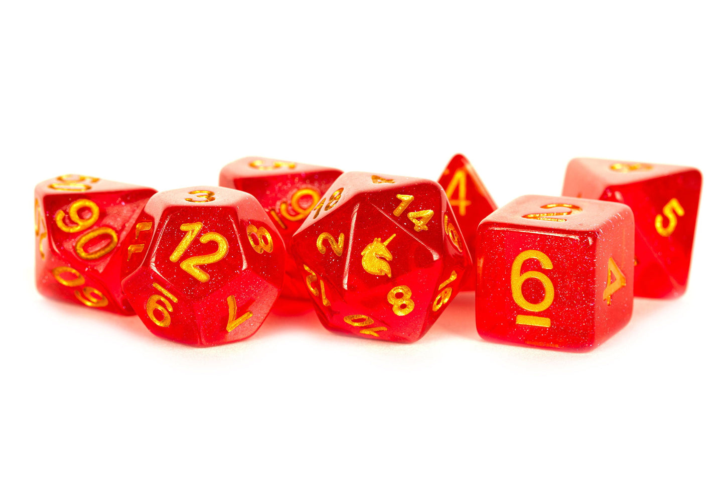 Metallic Dice games LIc721 Unicorn-Red Dice - 7 Piece