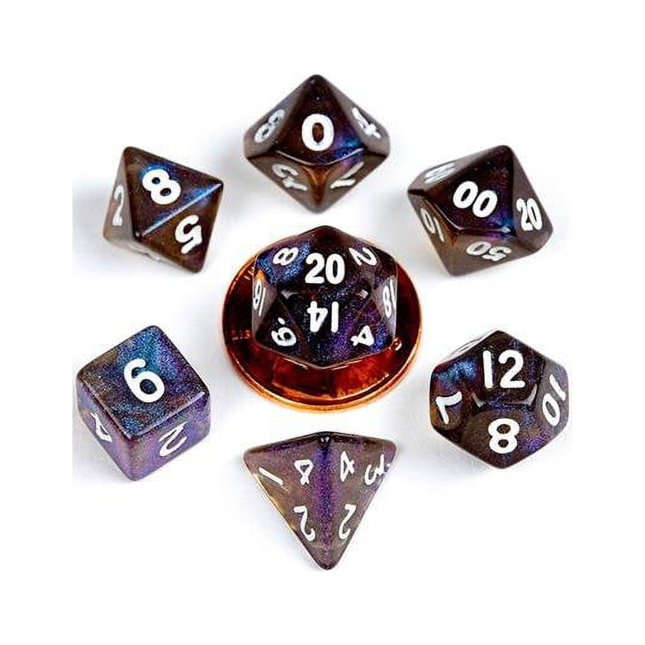 Metallic Dice Games Lic4175 Mini Poly Stardust Galaxy Dice Set - Set Of 7