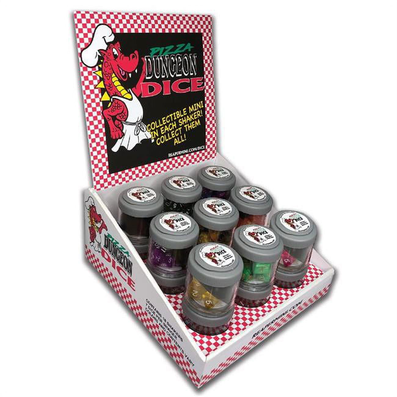 Reaper Miniatures Rem19200 Pizza Dungeon Dice Starter Display - Pack Of 18