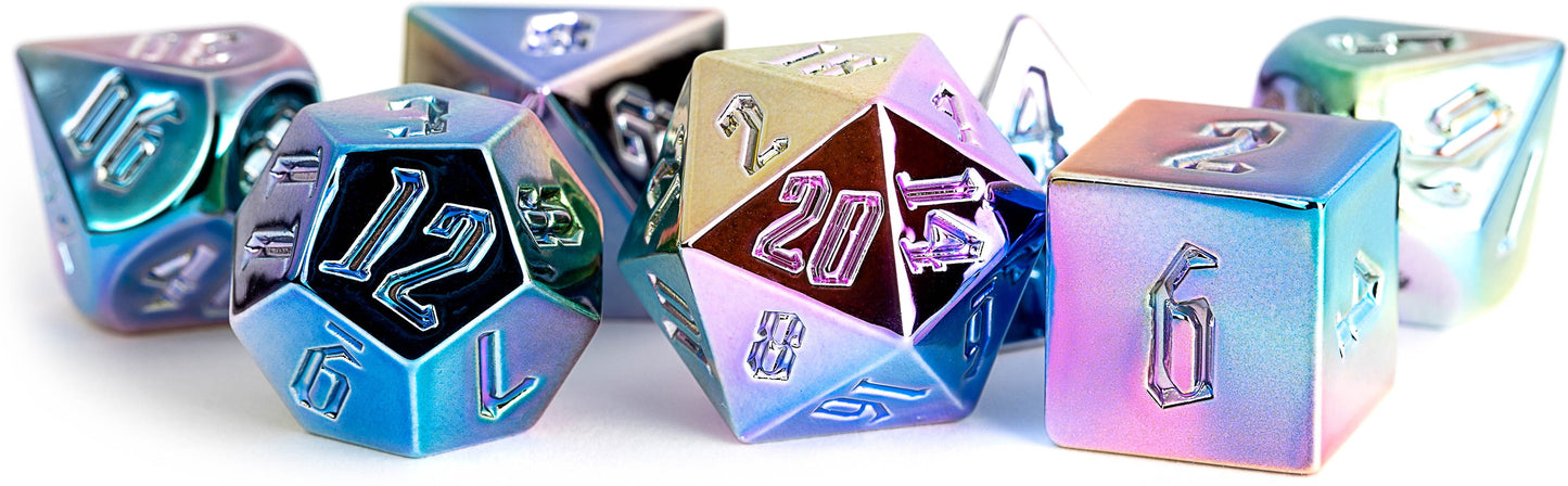 Metallic Dice Games Lic031 Metal Rainbow Aegis Dice - Set Of 7