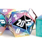 Metallic Dice Games Lic032 Metal Rainbow & White Aegis Dice - Set Of 7