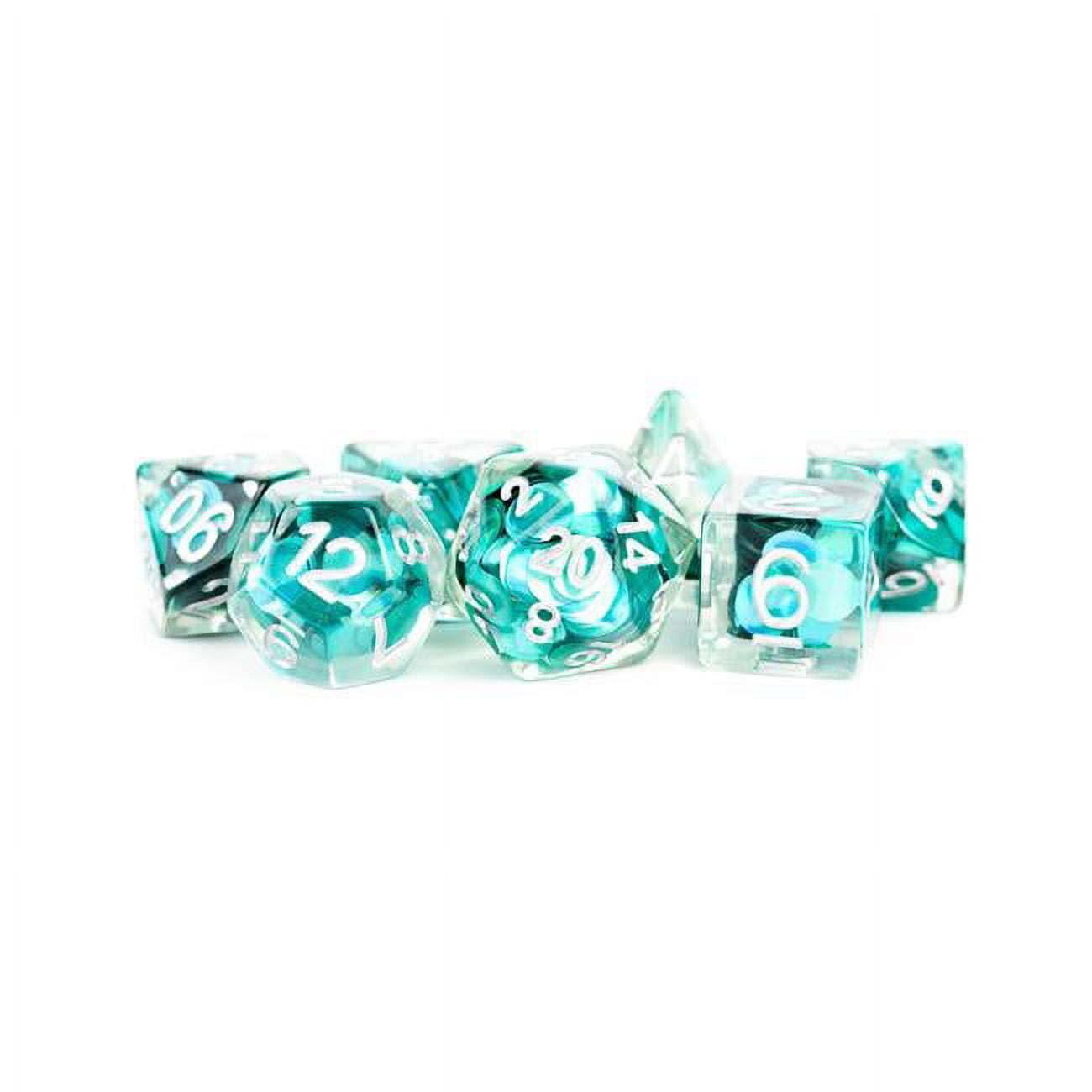 Metallic Dice Games Lic743 Polyhedral Mermaid Scales Dice Set, Blue & White - Set Of 7