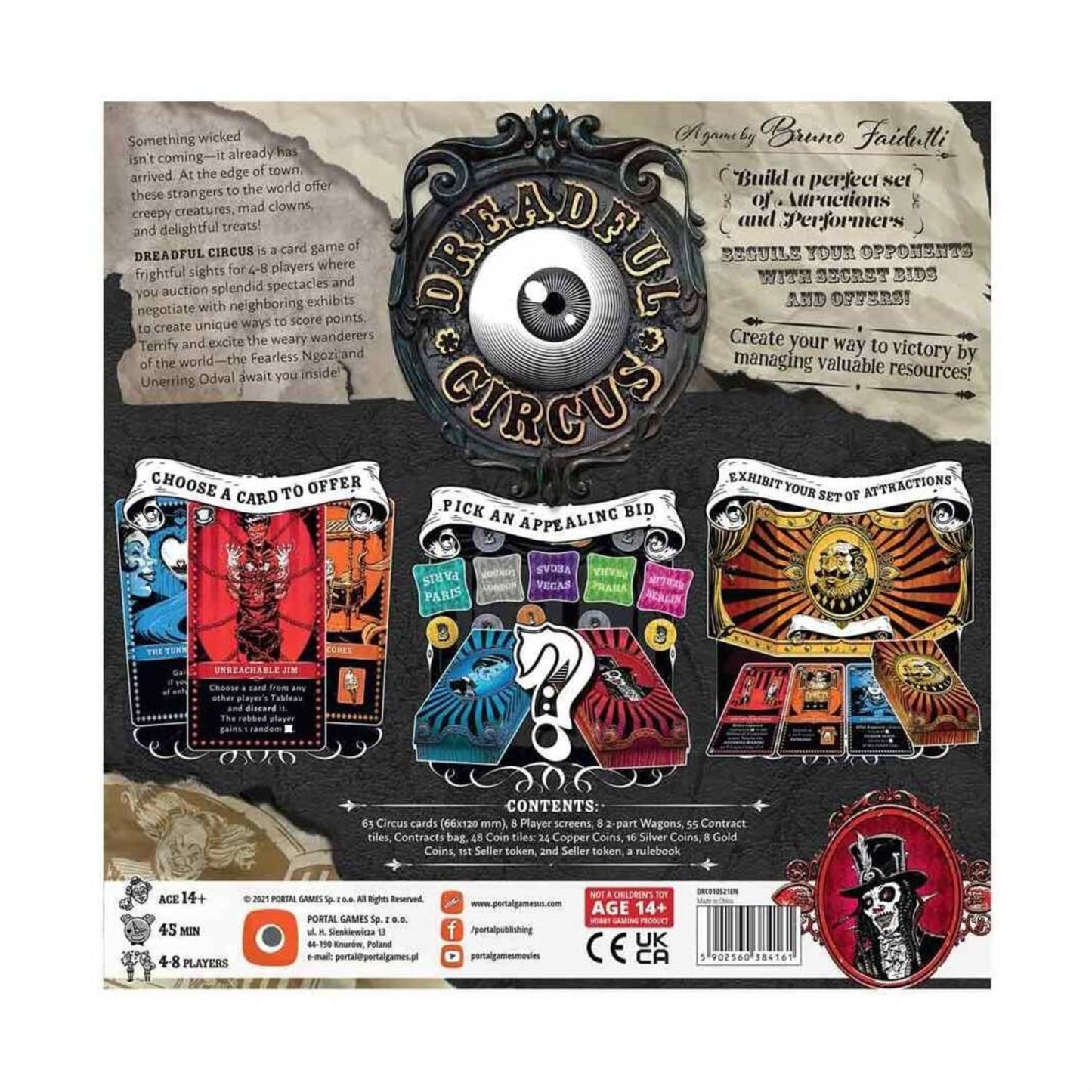 Portal Games Dreadful Circus Board Game - Multi-Color Cardboard, Model DRC010521ENPLG