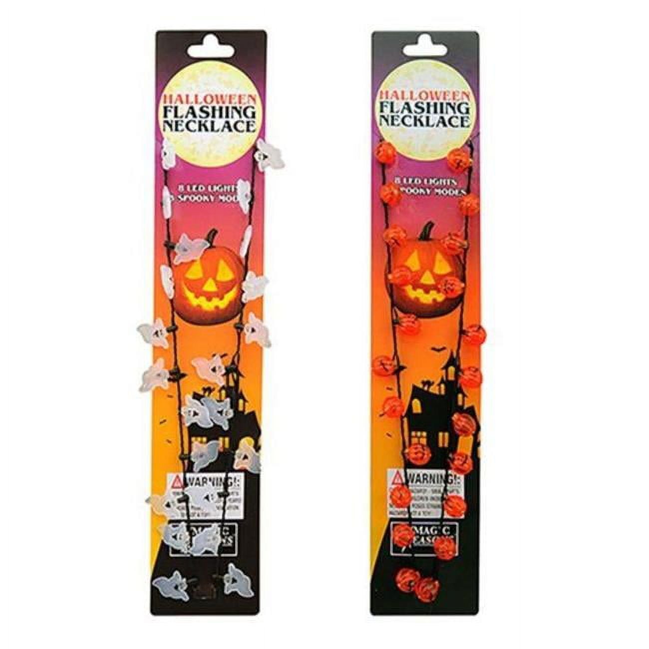 Shawshank Ledz 9007918 Pumpkin & Ghost Flash Necklace For Christmas Decor - Pack Of 12