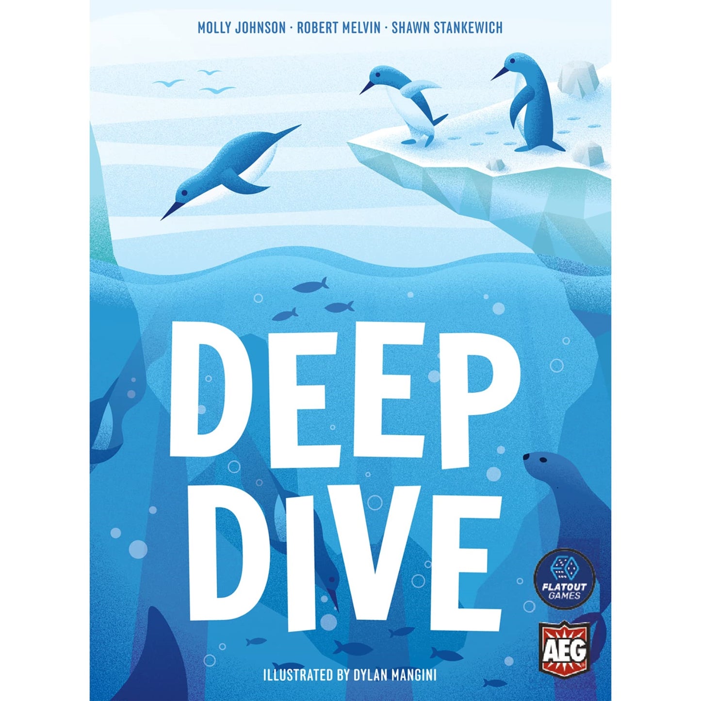 AEG Deep Dive Push Your Luck Game for Families, 1-6 Players, Cardboard, Penguin Meeples, Ages 10+, Model AEG-1031