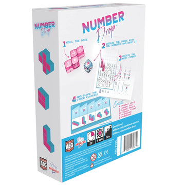 Aeg Number Drop - Retro Roll & Write, Video Game Theme, Polyomino, Ages 10+, 1-6 Players, 20 Min