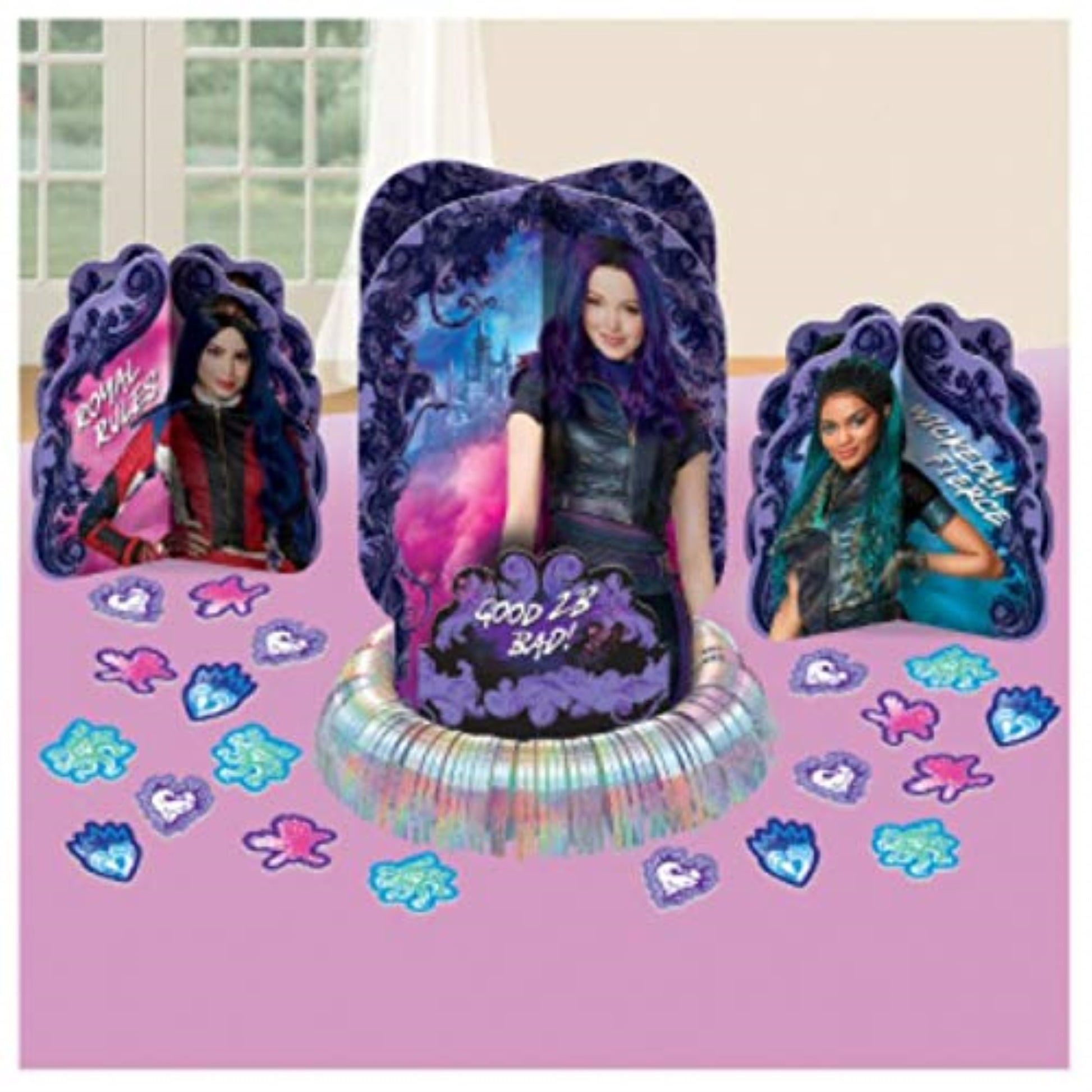 Disney Descendants 3 Table Centerpieces & Confetti, 1 Set