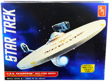 Skill 2 Model Kit U.S.S. Enterprise Ncc-1701 Refit Starship ''Star Trek'' 1/537 Scale Model By Amt