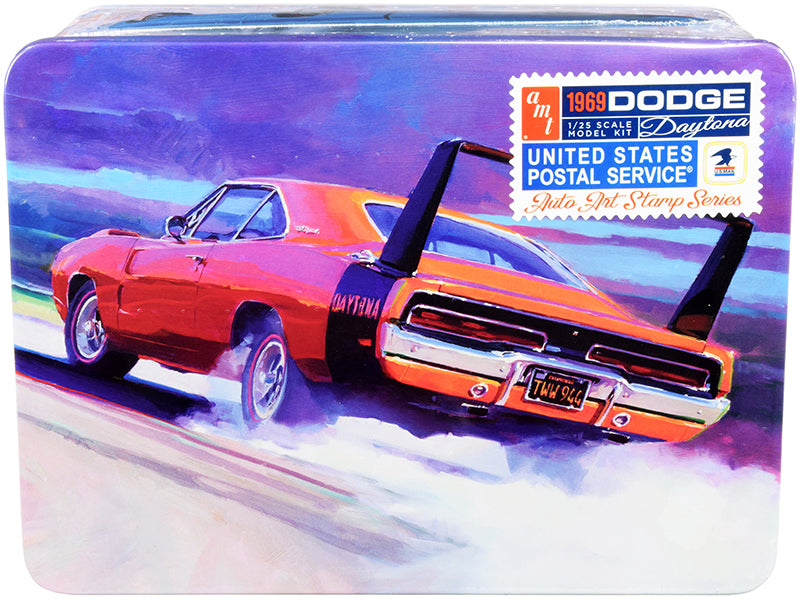 Skill 2 Model Kit 1969 Dodge Charger Daytona ''Usps'' (United States Postal Service) Themed Collectible Tin 1/25 Scale Model By 
