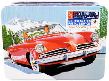 Skill 2 Model Kit 1953 Studebaker Starliner With ''Usps'' (United States Postal Service) Themed Collectible Tin Box 3-In-1 Kit 1