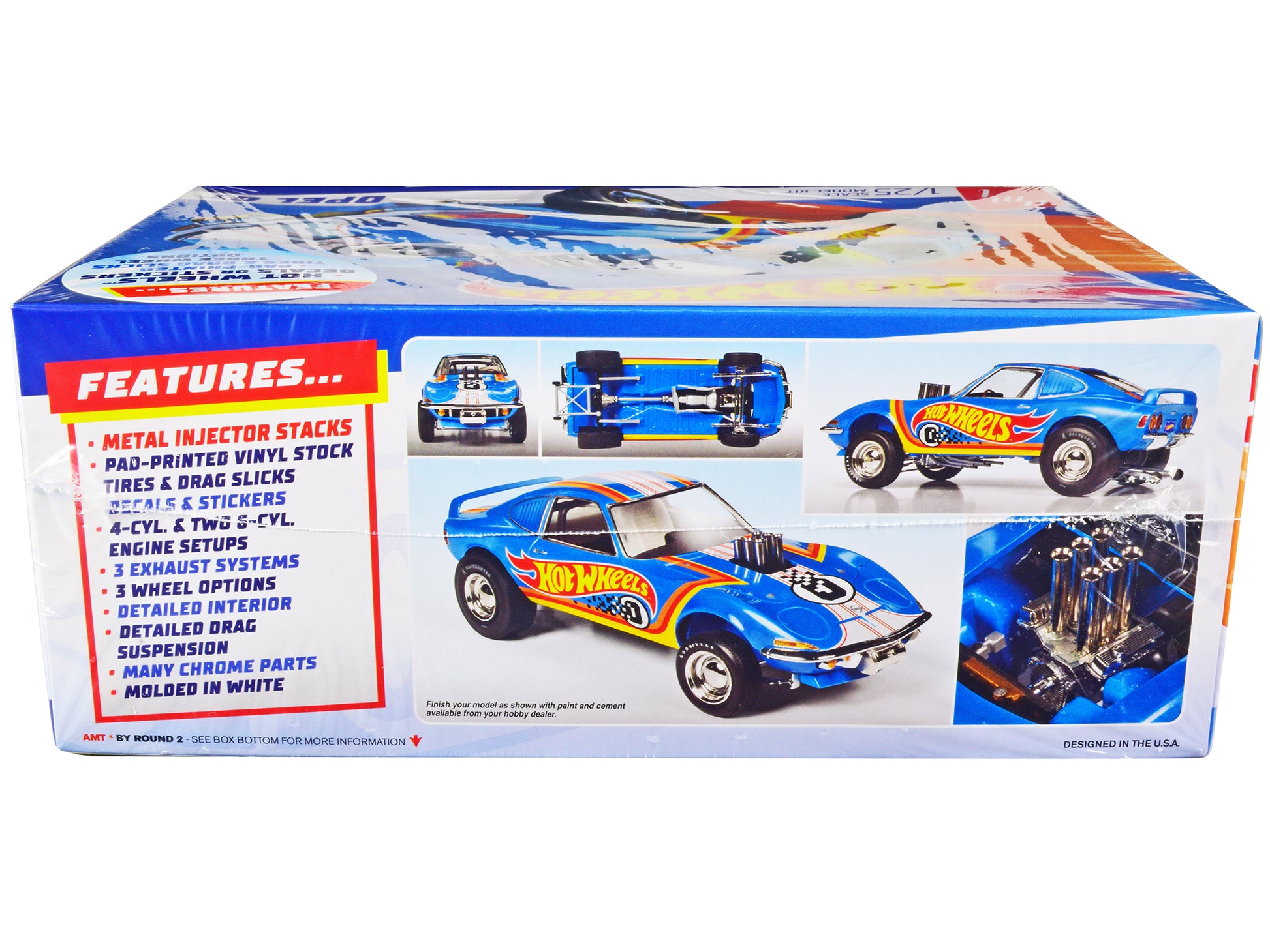 Skill 2 Model Kit Hot Wheels Opel Gt 3-In-1 Kit 1/25 Scale Model By Amt