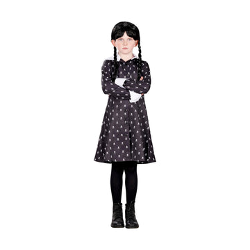 Toynk Wednesday Inspired Gothic Girl Skull Dress Child Costume | Small