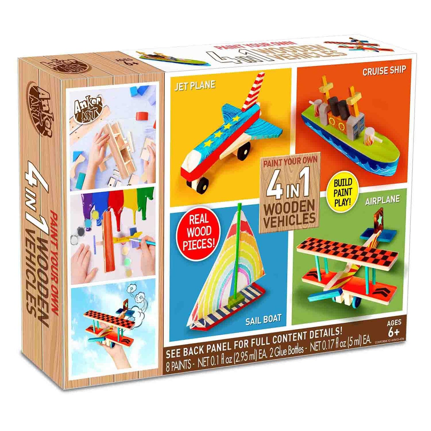 Paint Your Own 4 In 1 Wooden Vehicles Craft Kit | Makes 4 Vehicles