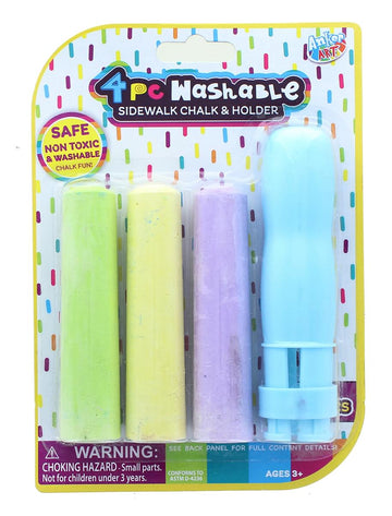 4 Piece Washable Sidewalk Chalk And Holder | Blue
