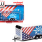 4-Wheel Enclosed Car Trailer Patriotic With Graphics 1/64 Diecast Model By Auto World