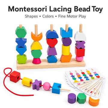 Wooden Children's colorful Color Sorting Toys, rainbow Sets of Columns, Shape Stringing Matching, Educational Building Blocks