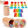 Montessori Toys for Toddlers Wooden 3 in 1 Color Sort Cup Early Educational Toy Shape Matching Fine Motor Toy Count Puzzle Gifts
