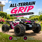 ZNLYRION RC Car Off-Road Monster 4WD Truck 2.4GHz 3-Speed Adjustable Remote Control Car with LED Headlights, All Terrain Big Tire Hobby RC Vehicle 2 Rechargeable Batteries RTR Toy for Adults Teens